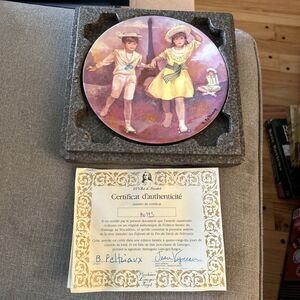 Vintage 1985 Limoges Les Enfants Plate Eiffel Tower Signed COA Bernard Peltriaux